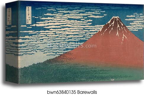 Red Fuji, also known as Fine Wind, Clear Weather (Gaifū kaisei) by Katsushika Hokusai, Canvas Print