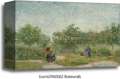 Garden in Montmarte with lovers by Vincent Van Gogh, Canvas Print