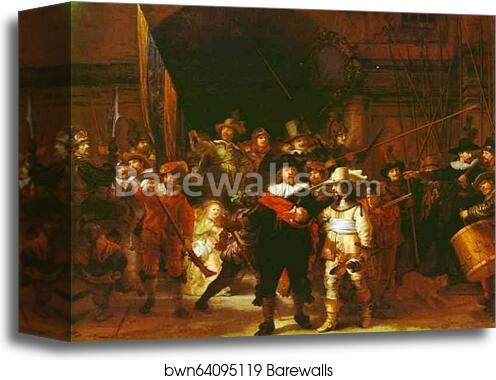 The Night Watch (The Militia Company of Captain Frans Banning Cocq and of Lieutenant Willem van Ruytenburgh) by Rembrandt Harmenszoon Van Rijn, Canvas Print The Night Watch (The Militia Company of Captain Frans Banning Cocq and of Lieutenant Willem van Ruytenburgh) by Rembrandt Harmenszoon Van Rijn, Canvas Print