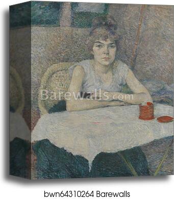 Young woman at a table, 'Poudre de riz' by Henri De Toulouse-Lautrec, Canvas Print