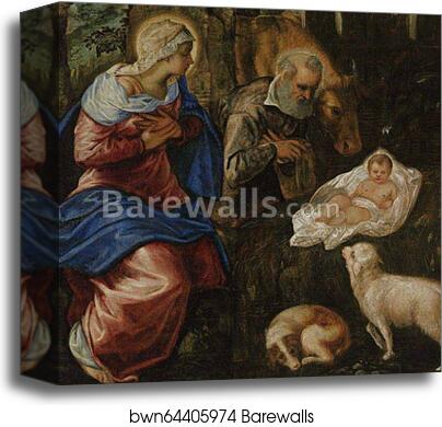 Nativity. Detail by Jacopo Robusti, Called Tintoretto, Canvas Print
