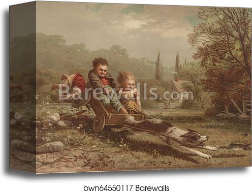 Children on a runaway cart by Archibald Willard, Canvas Print Children on a runaway cart by Archibald Willard, Canvas Print