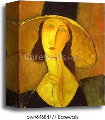 Portrait of Woman in Hat (Jeanne Hébuterne in Large Hat) by Amedeo Modigliani, Canvas Print