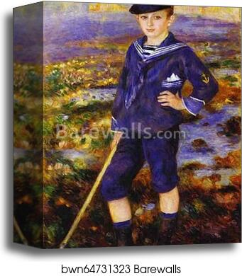 Young Boy on the Beach of Yport (Robert Nunès) by Pierre-Auguste Renoir, Canvas Print