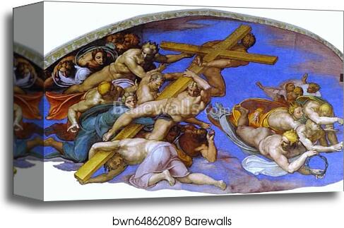 The Last Judgment . Detail by Michelangelo, Canvas Print