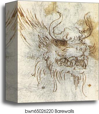 Study of a Dragon Costume by Leonardo Da Vinci, Canvas Print