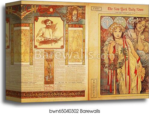 The New York Daily News by Alphonse Mucha, Canvas Print