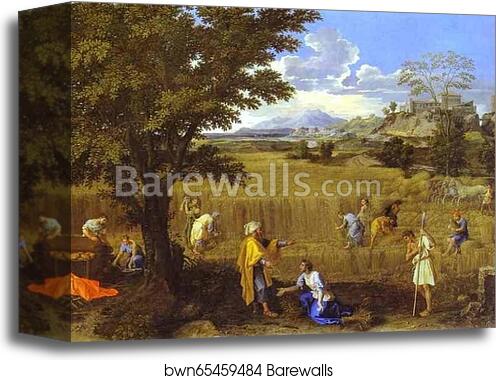 Summer. Ruth and Boaz by Nicolas Poussin, Canvas Print
