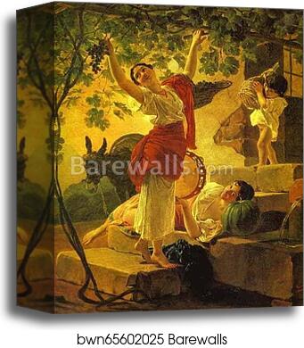 Girl Gathering Grapes in a Suburb of Naples by Karl Brulloff, Canvas Print