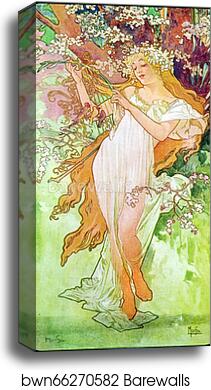 Spring by Alphonse Mucha, Canvas Print