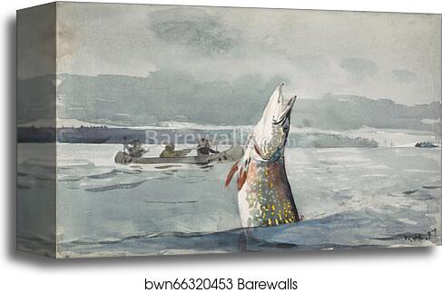 Pike, Lake St. John (Ouananiche Fishing) by Winslow Homer, Canvas Print