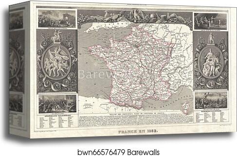 France en 1852 by Victor Jules Levasseur, Canvas Print