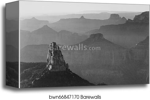 View with rock formation in foreground, "Grand Canyon National Park," Arizona.  Photographs of National Parks and Monuments, compiled 1941 - 1942, documenting the period ca. 1933 - 1942 by Ansel Adams (1902-1984), Canvas Print View with rock formation in foreground, "Grand Canyon National Park," Arizona.  Photographs of National Parks and Monuments, compiled 1941 - 1942, documenting the period ca. 1933 - 1942 by Ansel Adams (1902-1984), Canvas Print
