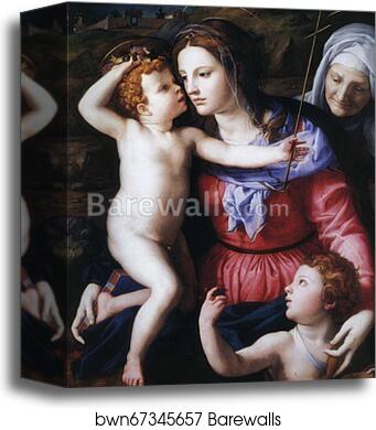 The Madonna and Child with the Infant St. John the Baptist and a Saint by Agnolo Bronzino, Canvas Print
