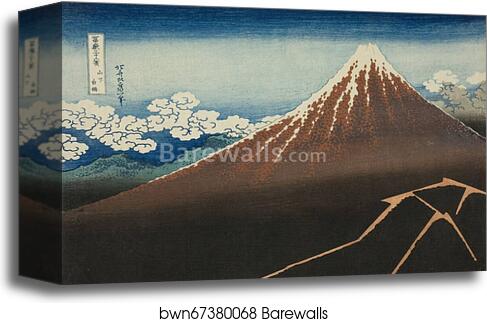 Shower Below the Summit (Sanka hakuu), from the series Thirty-six Views of Mount Fuji (Fugaku sanjurokkei) by Katsushika Hokusai, Canvas Print