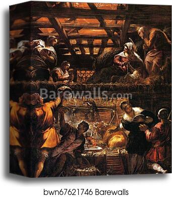 Adoration of the Shepherds by Jacopo Robusti, Called Tintoretto, Canvas Print