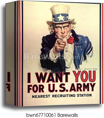 I want you for the U.S. Army - Nearest Recruiting Station by James Montgomery Flagg, Canvas Print