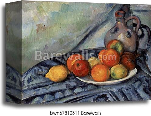 Fruit and a Jug on a Table by Paul Cézanne, Canvas Print