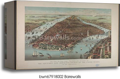 City of New York - Showing the building of the Equitable Life Assurance Society of the United States: No. 120 Broadway by Currier & Ives, Canvas Print