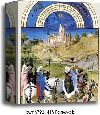 Les trÄ�s riches heures du Duc de Berry. August. Chateau d'Etampes by Limbourg Brothers, Canvas Print