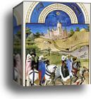 Les tr�s riches heures du Duc de Berry. August. Chateau d'Etampes by Limbourg Brothers, Canvas Print