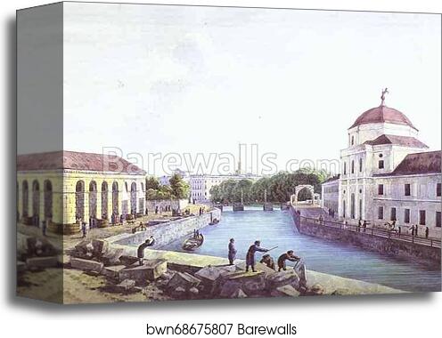 View of the Moika by the Building of the Stables Department in St. Petersburg by Andrey Martynov, Canvas Print View of the Moika by the Building of the Stables Department in St. Petersburg by Andrey Martynov, Canvas Print