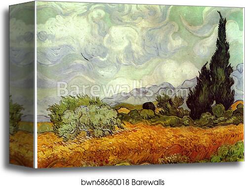 Cornfield with Cypresses by Vincent Van Gogh, Canvas Print