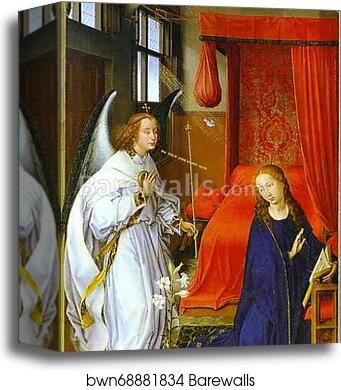 St. Columba Altarpiece. Annunciation. The left panel by Rogier Van Der Weyden, Canvas Print