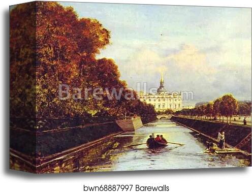 View of the St. Michael Palace in St. Petersburg from the Swan Canal by Alexey Bogoliubov, Canvas Print