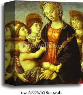 Madonna and Child, Two Angels and the Young St. John the Baptist by Alessandro Botticelli, Canvas Print