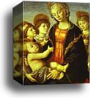 Madonna and Child, Two Angels and the Young St. John the Baptist by Alessandro Botticelli, Canvas Print