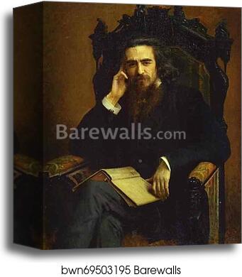 Portrait of the Philosopher and Poet Vladimir Soloviev by Ivan Kramskoy, Canvas Print
