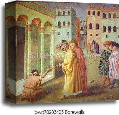 Healing of a Cripple and the Raising of Tabitha. Detail by Masolino Da Panicale, Canvas Print