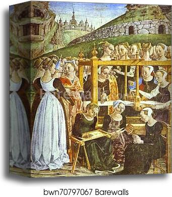 Triumph of Minerva. Detail from "March" from the Cycle of the Months by Francesco Del Cossa, Canvas Print