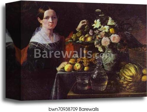 Portrait of an Unknown Woman with Fruit by Ivan Khrutsky, Canvas Print