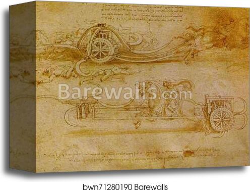 Battle Cart with Mobile Scythes by Leonardo Da Vinci, Canvas Print