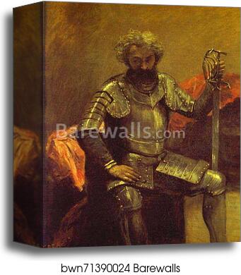 Man in Armor or Seated Man at Arms by Jean-Baptiste-Camille Corot, Canvas Print