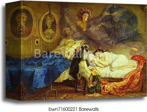 Dreams of Grandmother and Granddaughter by Karl Brulloff, Canvas Print Dreams of Grandmother and Granddaughter by Karl Brulloff, Canvas Print