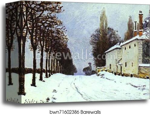 Snow on the Road, Louveciennes (Chemin de la Machine) by Alfred Sisley, Canvas Print