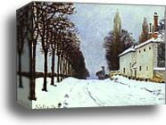 Snow on the Road, Louveciennes (Chemin de la Machine) by Alfred Sisley, Canvas Print