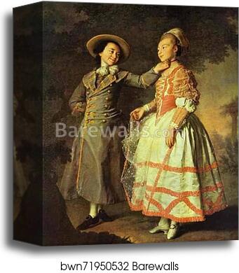 Portrait of E. N. Khruschova and Princess E. N. Khovanskaya by Dmitry Levitzky, Canvas Print