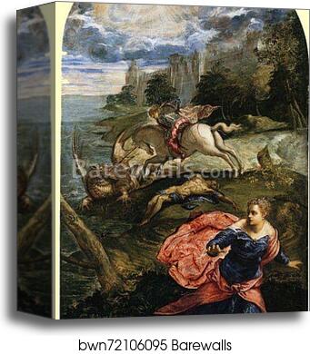 Saint George, the Princess and the Dragon by Jacopo Robusti, Called Tintoretto, Canvas Print