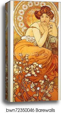 Topaz by Alphonse Mucha, Canvas Print