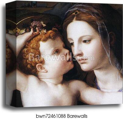 The Madonna and Child with the Infant St. John the Baptist and a Saint. Detail by Agnolo Bronzino, Canvas Print
