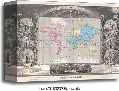Planisphere by Victor Jules Levasseur, Canvas Print