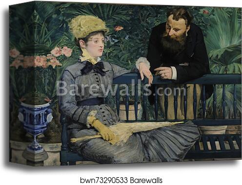 In the Conservatory  by Édouard Manet, Canvas Print