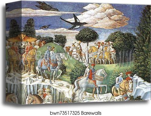 Procession of the Magus Balthazar. Detail by Benozzo Gozzoli, Canvas Print