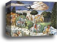 Procession of the Magus Balthazar. Detail by Benozzo Gozzoli, Canvas Print