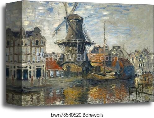 The Windmill on the Onbekende Gracht, Amsterdam by Claude Monet, Canvas Print