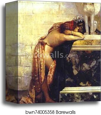 Two Figures by a Statue of Sphinx by Henryk Hector Siemiradzki, Canvas Print